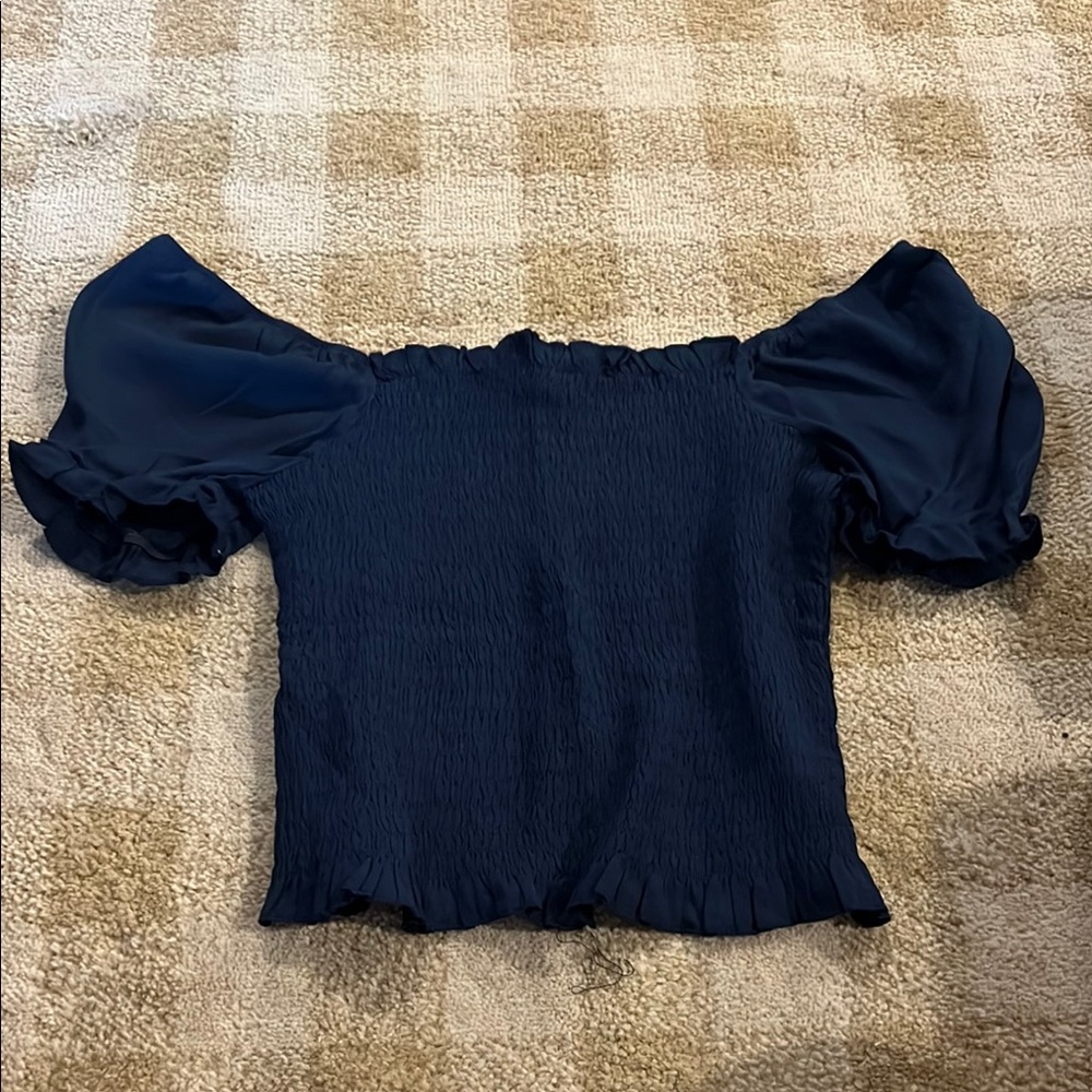 Mi Ami  Navy Off-Shoulder Blouse
